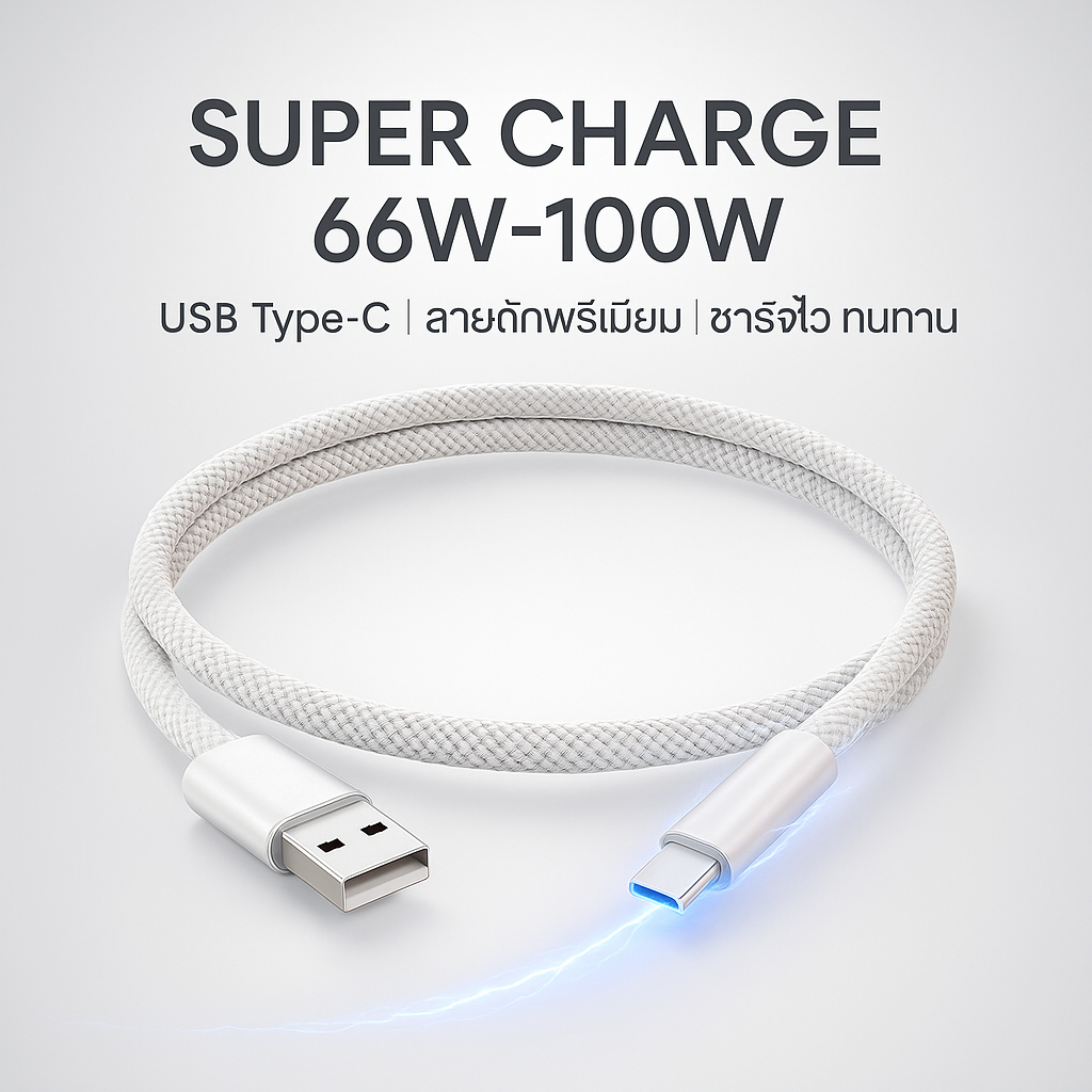 ⚡ส่งในไทย สายชาร์จรองรับ Honor Super Charge 100W | USB Type-C สายถักชาร์จเร็ว Honor 50 70 90 ทุกรุ่น