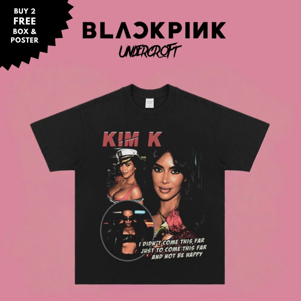 Kim Kardashian Tee Kim Kardashian พิมพ์แขนสั้นผ้าฝ้ายหนาเสื้อยืดคอเสื้ออเมริกันขนาดเล็ก