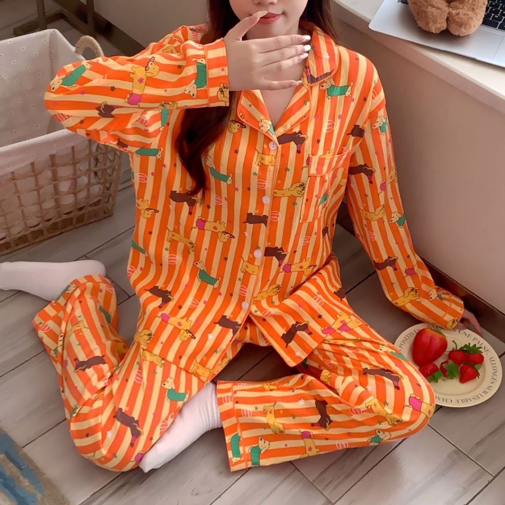 🔥ผ้าไหมญี่ปุ่น🔥อก 52 นิ้ว ไซร์ L-4XL ชุดนอนแขนยาว-ขายาว เนื้อผ้าเกรดพีเมี่ยม พร้อมส่งจากไทย - รูปที่ 3