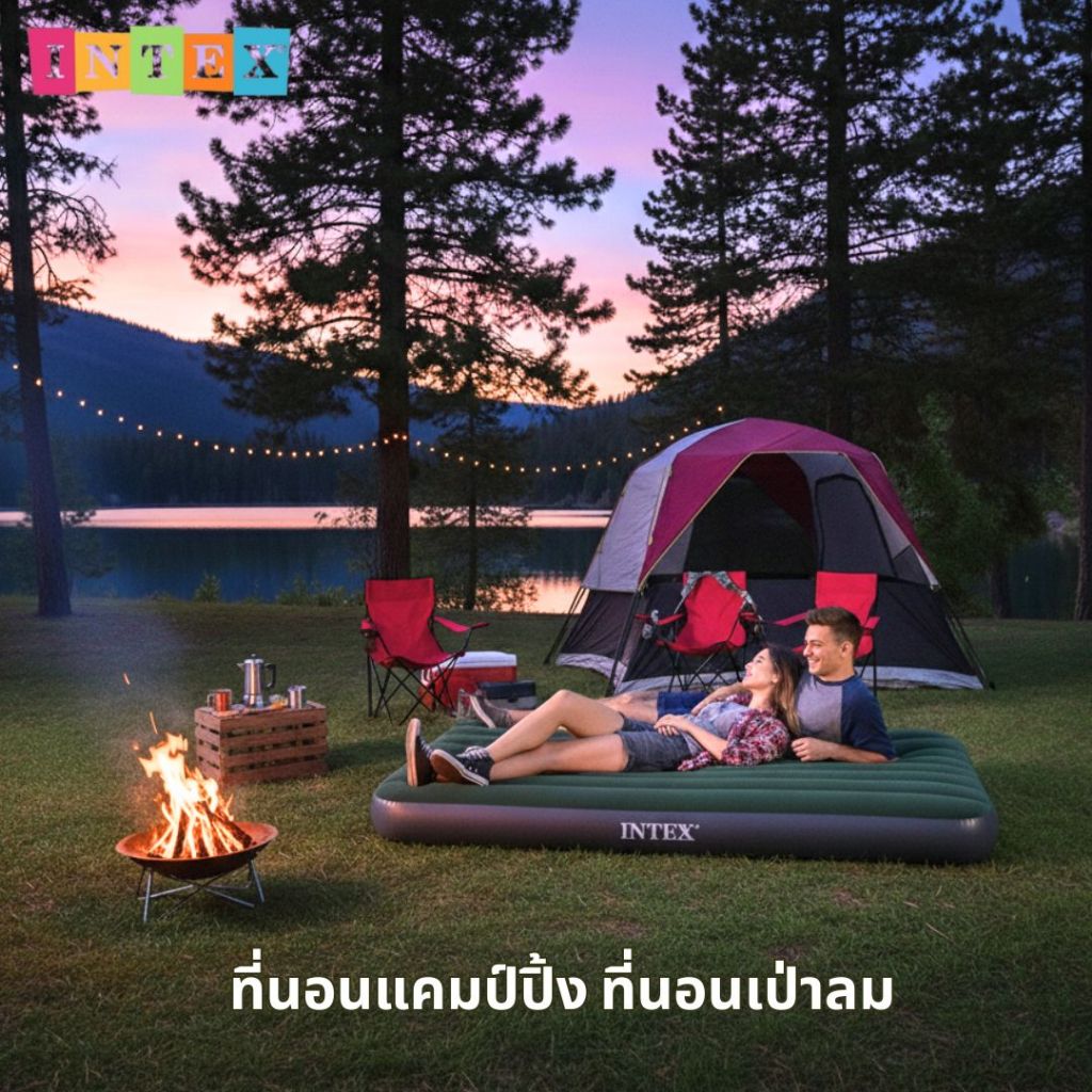 INTEX ที่นอน ที่นอนแคมป์ปิ้ง พรีเมี่ยม คุณภาพดี ที่นอนเป่าลม ทุกไซส์ แถมที่สูบลมมือ รุ่น DURA-BEAM