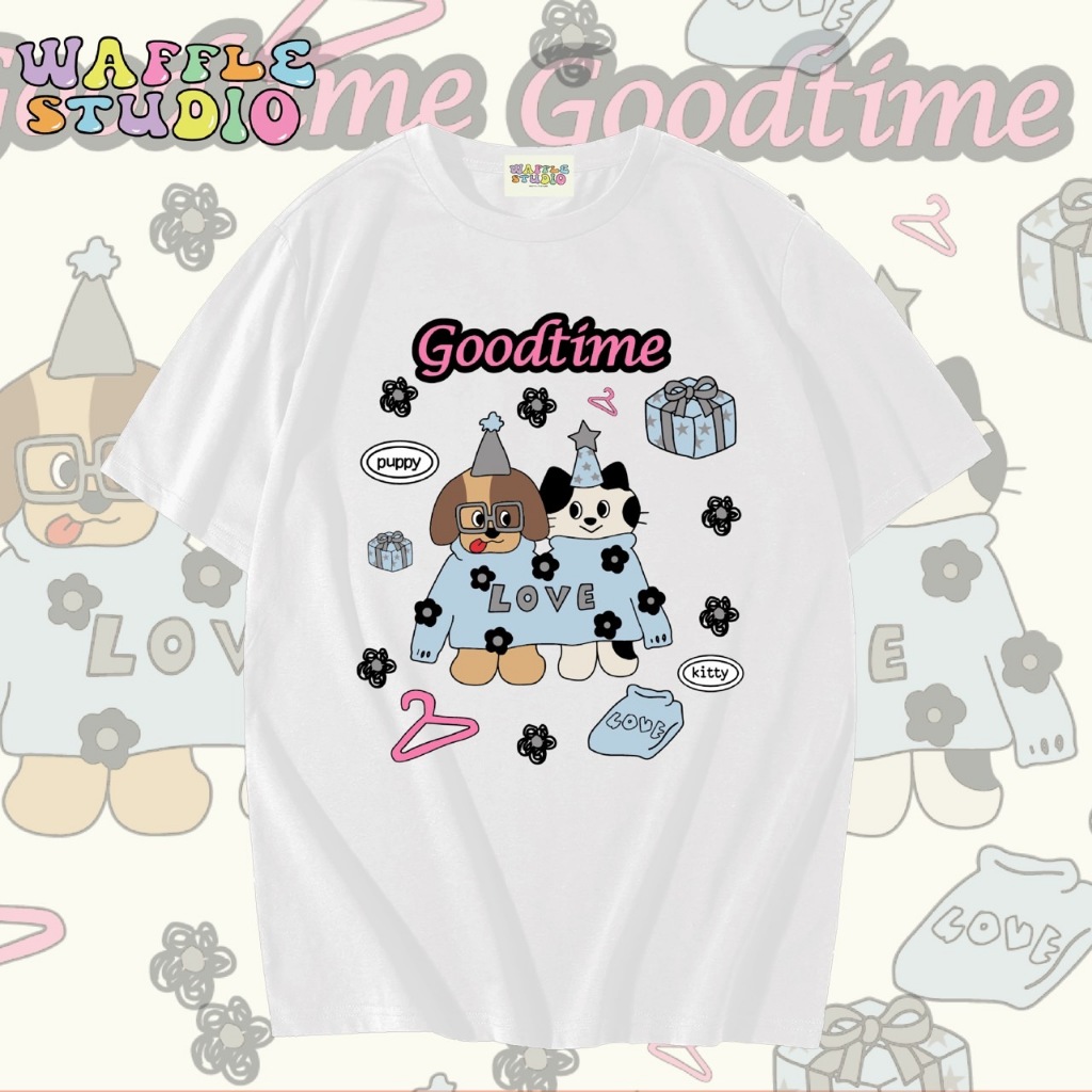 [ ส่งฟรี 🔥 ] WS1993 เสื้อยืดโอเวอร์ไซส์ ผ้าคอตตอน 100% เสื้อยืดเกาหลี เสื้อยืด  WAFFLE STUDIO