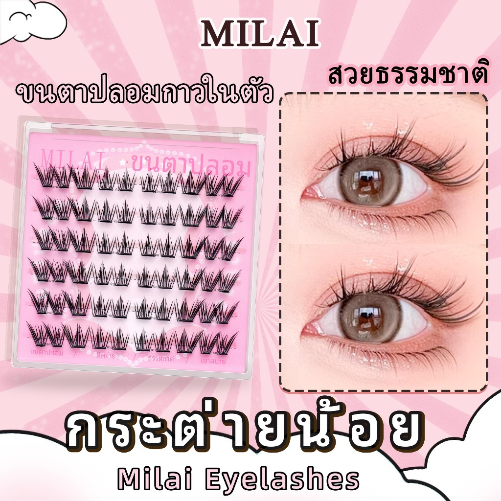 【สินค้าใหม่】Milaiขนตาปลอมมีกาวในตัว G71 จับช่อสวย ธรรมชาติ เบา ไม่ระคายเคือง เหมาะสำหรับมือใหม่