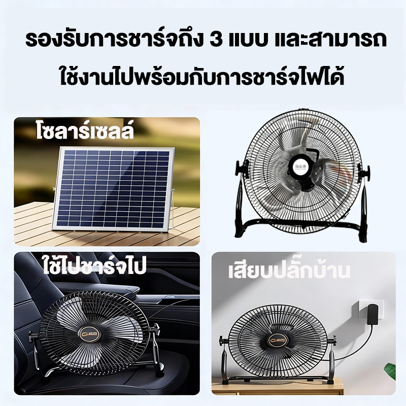 รับประกัน 5 ปี พัดลมโซล่าเซลล์ พัดลมพลังงานแสงอาทิตย์ พัดลมโซล่าเซลล์ 3 ใบพัด ขนาด 14 นิ้ว รูปที่ 2