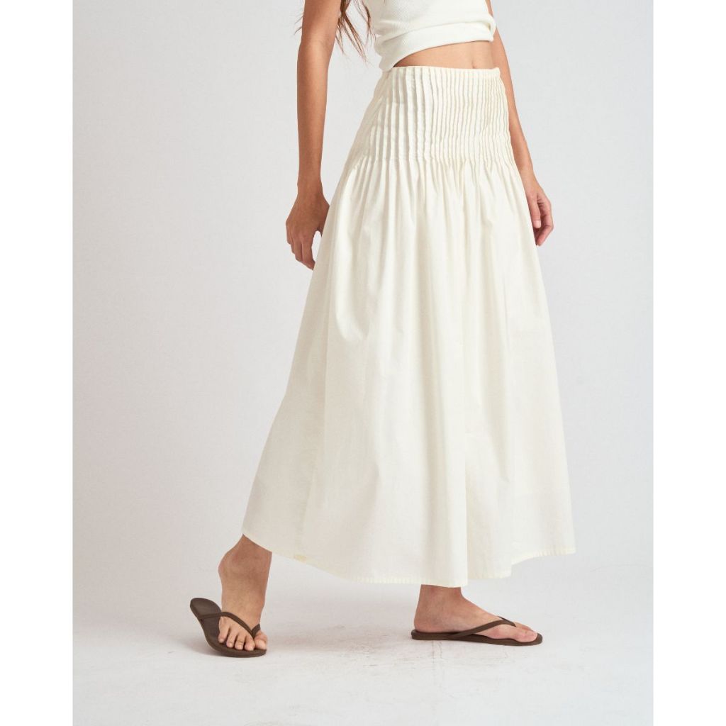 DEMSY STUDIO | Rhea Skirt | กระโปรงยาวผ้าคอตตอนดีเทลจับจีบ