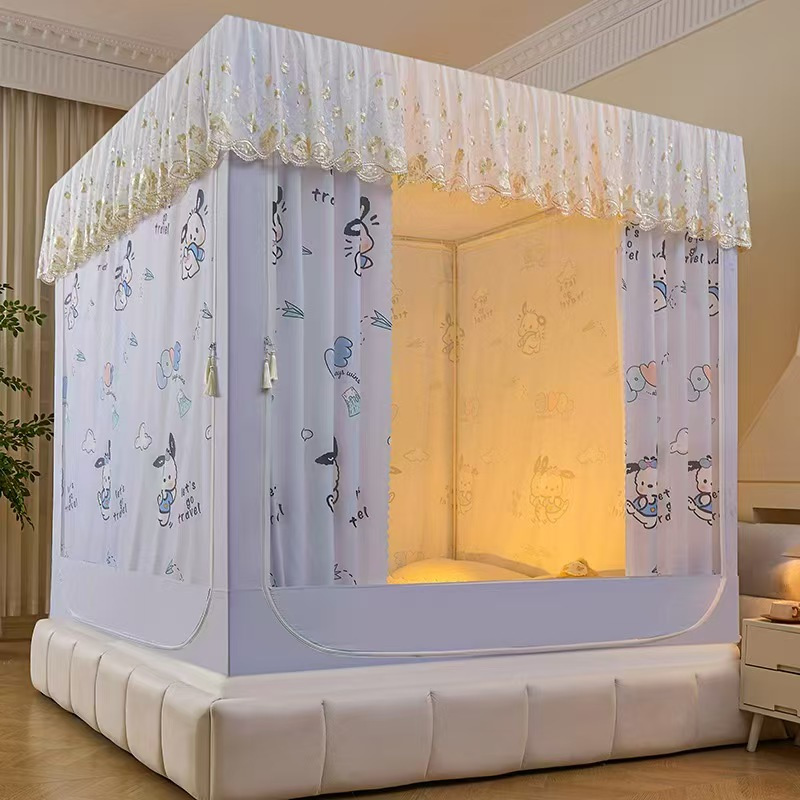 มุ้งครอบเตียง มุ้งแบบมีม่านปิด 4 ด้าน มีม่านกันแสง มุ้งกันยุงผู้ใหญ่ มุ้ง 6.6 ฟุต 5 ฟุต มุ้งห้องนอน - รูปที่ 3