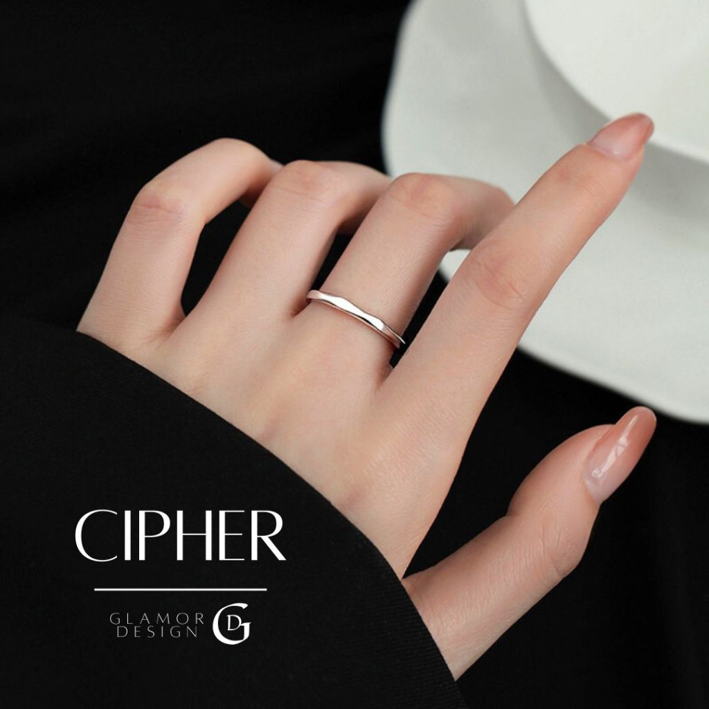 GLAMOR✨แหวนเงิน Cipher แหวนแฟชั่น แหวนเงินแหวนเรียบๆ แหวนทรงเหลี่ยมเพชร แหวนผู้หญิง แหวนปรับขนาด