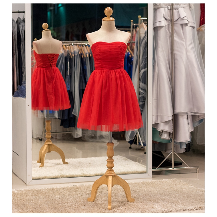 ชุดไปงานแต่งน่ารัก สีแดง ชุดไปงานแต่งวัยรุ่น JA001 สีแดง