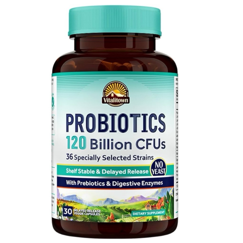 PROBIOTICS 120 BILLION CFUS (36สายพันธุ์) +PREBIOTICS+DIGESTIVE ENZYMES (บรรจุ30แคปซูล)