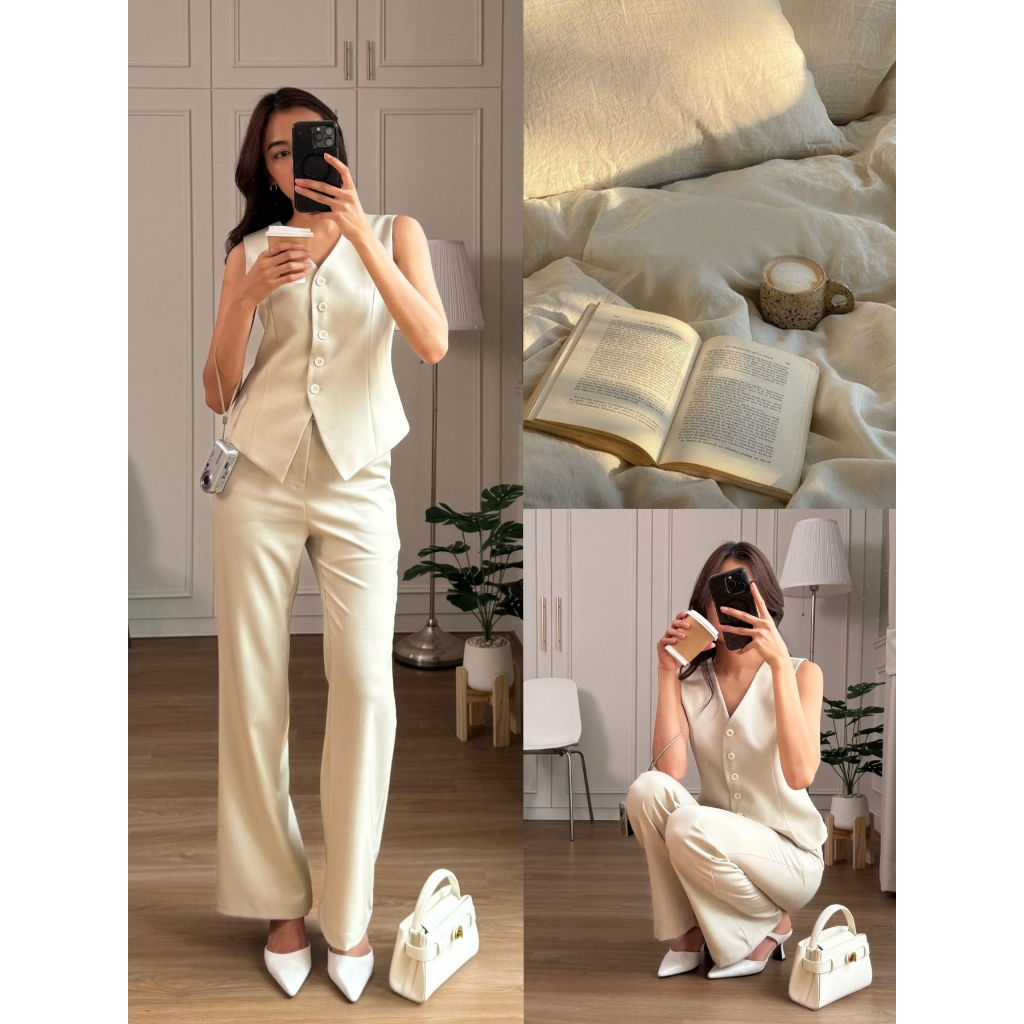 Maplepie - Ava Set 1,290.- ชุดเซ็ต 2 ชิ้น เสื้อกั๊ก + กางเกงขายาว (รุ่นแนะนำ)