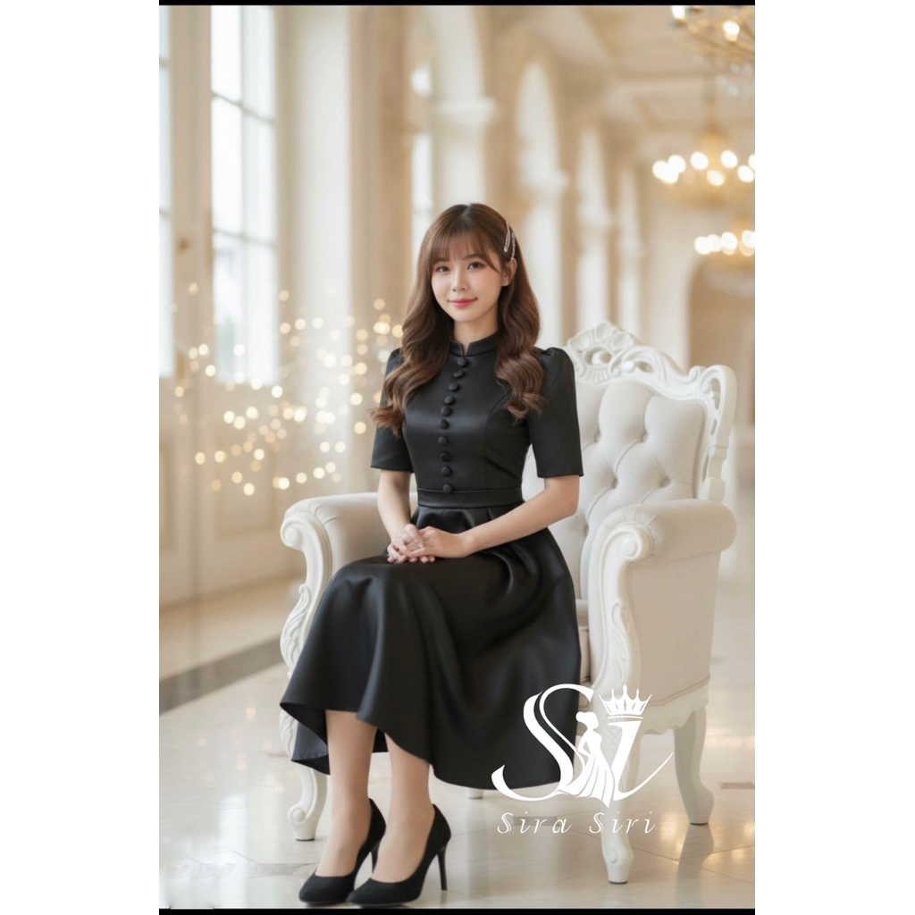 พร้อมส่ง✅📍มีส่งด่วน📍🖤 ชุดเดรสสีดำ สุภาพ ชุดดำ ชุดพระราชทานเพลิงศพ🖤ชุดดำสุภาพ ชุดทำงานสีดำ ชุดดำงานศพ - รูปที่ 3