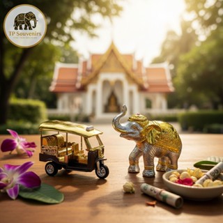 โมเดลตุ๊กๆ+ช้าง Model Tuk Tuk Thailand + Elephant ของฝาก ของ…