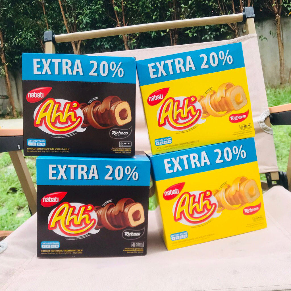 🍩ML ขนม Nabati Ahh' รสชีส และรสช็อกโกแลต เข้มข้นอร่อย เด็กๆ ชอบทาน 1 กล่อง มี 20 ชิ้น พร้อมส่งw