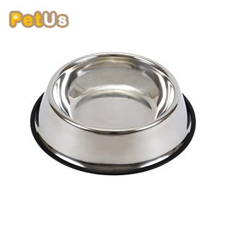 ชามอาหารสัตว์เลี้ยง ชามอาหารสุนัข สแตนเลส มีขอบยาง กันลื่น Pet Bowl มี 4 ขนาดให้เลือก
