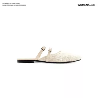 womenager - Railey Original สี Ivory Tweed รองเท้าหัวแหลมเปิดส้น
