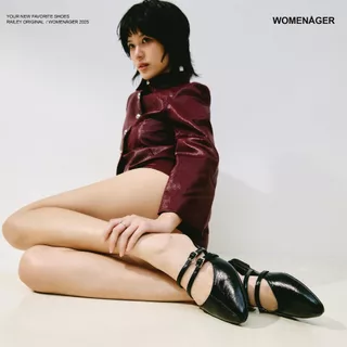 womenager - Railey Original สี Black รองเท้าหัวแหลมเปิดส้น