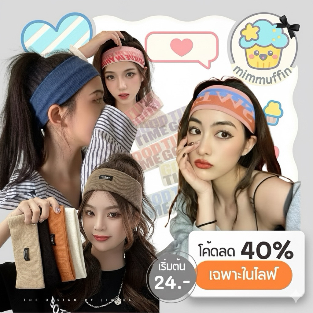 [Mimmuffin] ที่คาดผมไหมพรม ที่คาดหัวไหมพรม ผ้าคาดหัวไหมพรม
