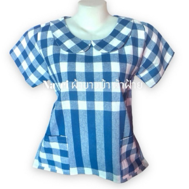 เสื้อผ้าขาวม้าคอบัว ผ้าฝ้ายเนื้อนิ่ม