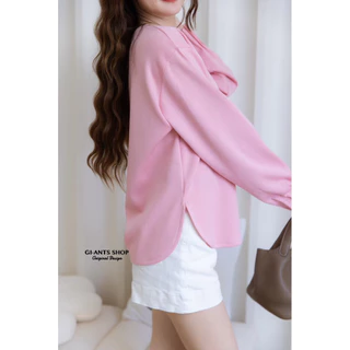 GI-ANTS (GI-431) เสื้อแขนยาวจีบปลายแขน Basic เกาหลี เข้ากับทุกลุค 🎀 เนื้อผ้าCotton นาโน