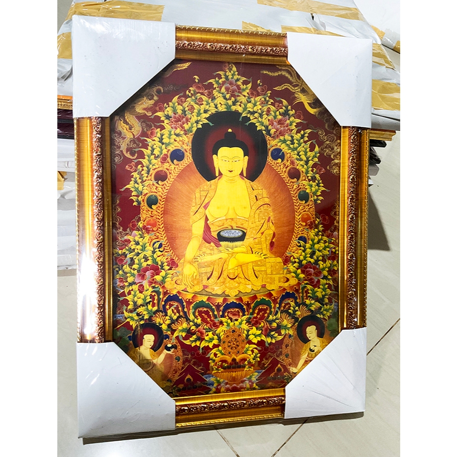 กรอบรูปมงคล ภาพทังก้าทิเบต ภาพพระพุทธเจ้าโพธิสัตว์และองค์เทพศิลปะทิเบต ขนาด A4  พร้อมกรอบสีทอง สินค้าคุณภาพ