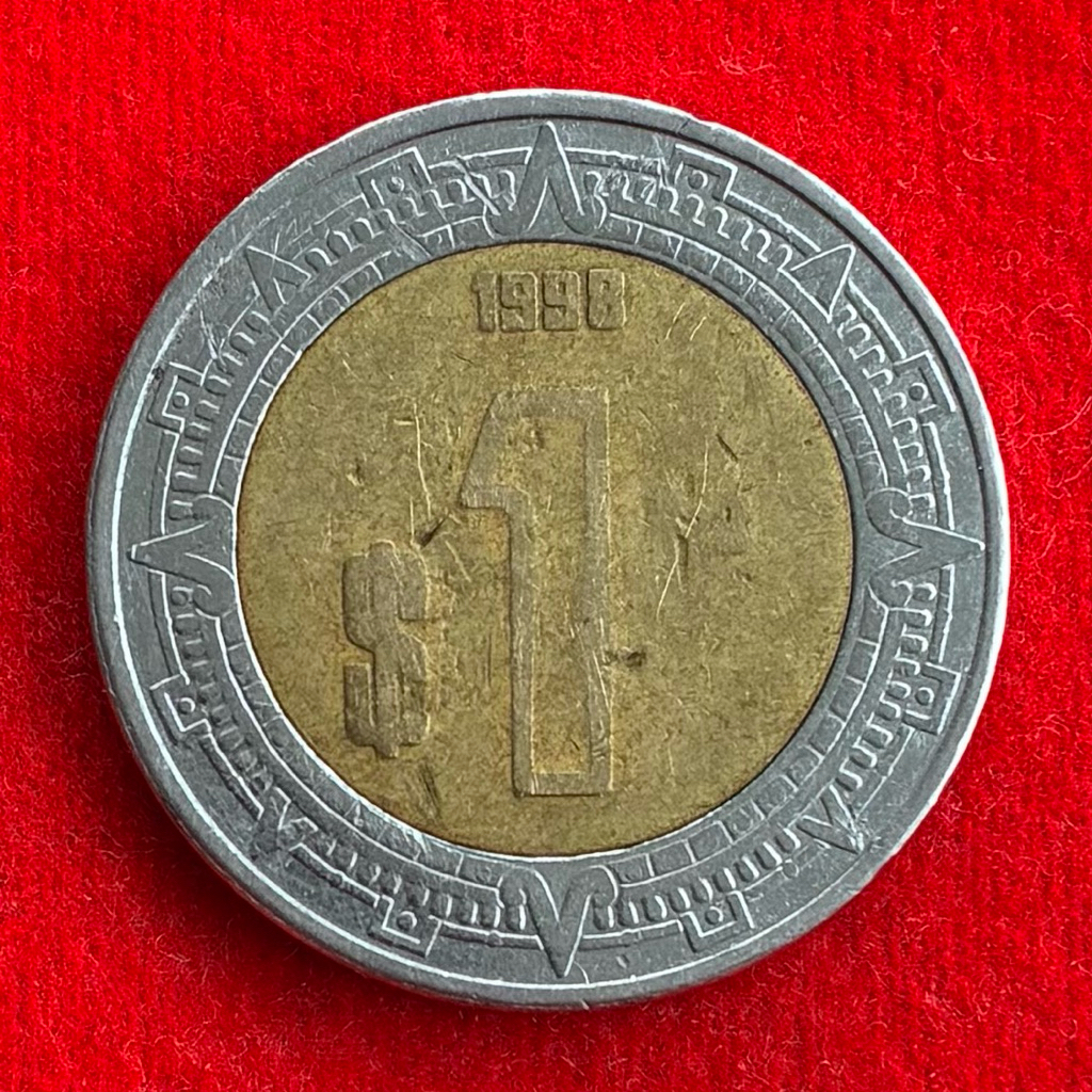 🇲🇽 เหรียญเม็กซิโก​​ Mexico 1 peso ปี 1998 เหรียญต่างประเทศ