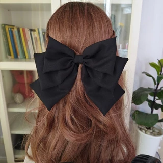 โบว์สีดำ 🎀 ผ้านิ่ม ซาติน ชีฟอง โบว์ติดผม กิ๊บโบว์ใหญ่