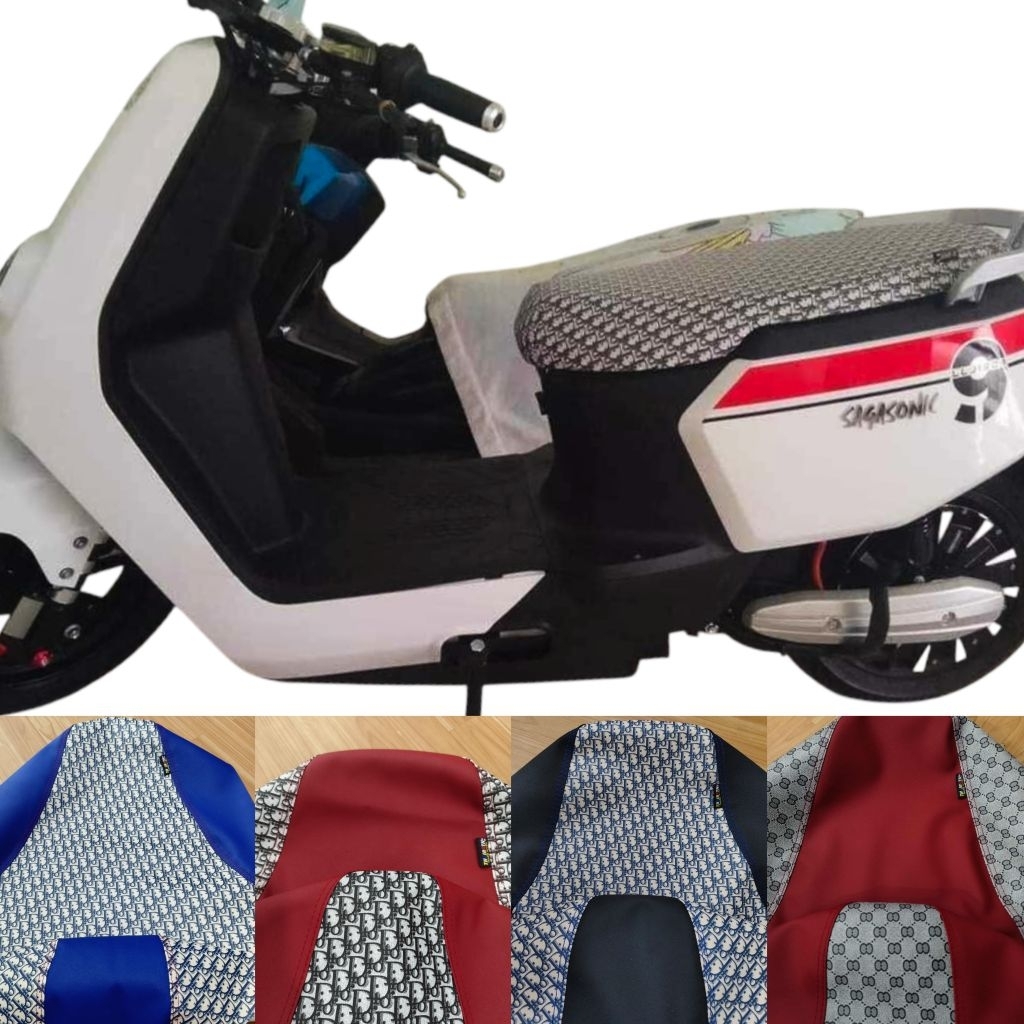 หนังหุ้มเบาะรถไฟฟ้าskg lion z2สำหรับเบาะเดิมและเบาะปาดหนังดำตัดแฟชั่นไม่ใช่ยางยืด