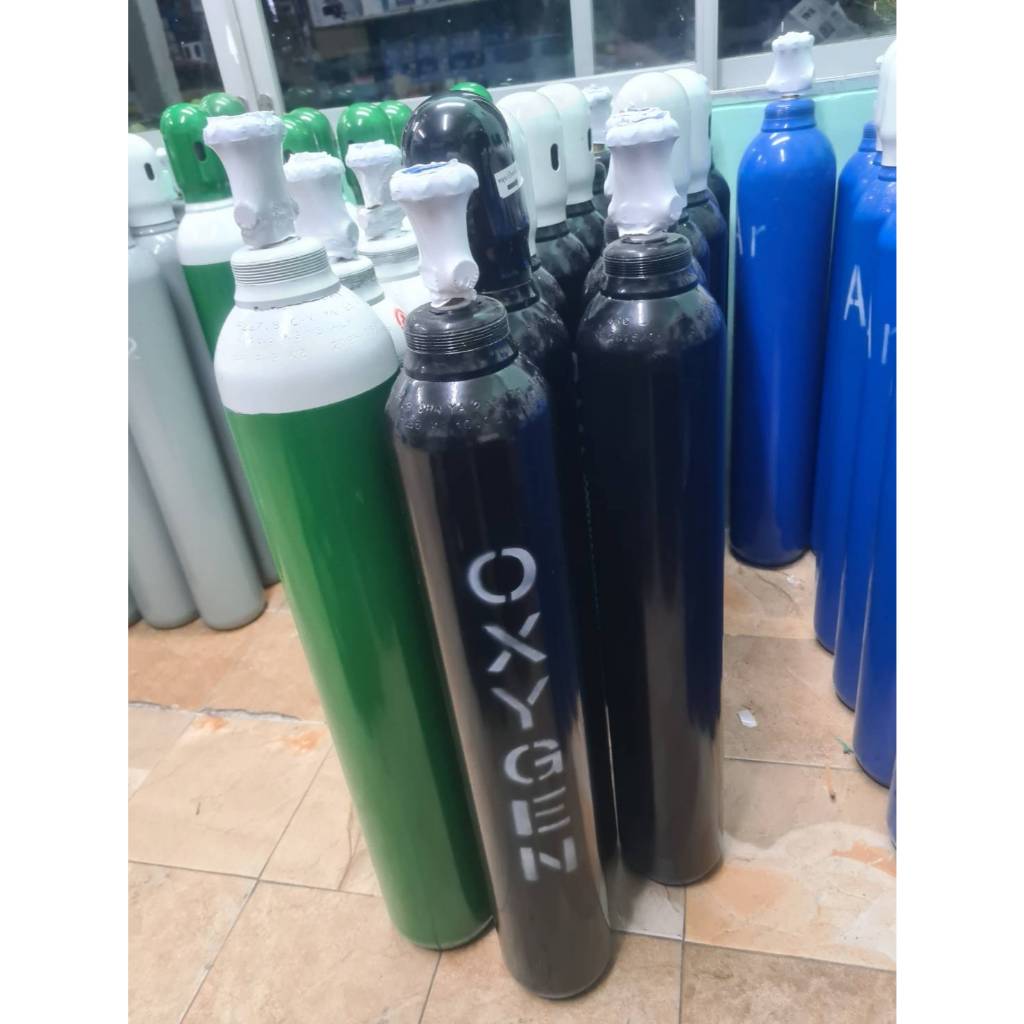 ถังลมออกซิเจน 6 คิว ถังใหม่ มือ 1 มีเนื้อก๊าซเติมเต็ม พร้อมใช้งาน(ถังOXYGEN /ถังออกซิเจน/ถังลม)