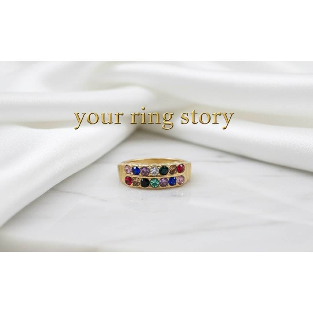 แหวนพลอยนพเก้า สแตนเลส เลเซอร์ 18k