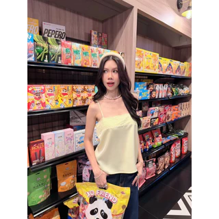BY IRA Amanda strap top เสื้อสายเดี่ยว ผ้าซาติน แต่งลูกไม้ช่างอก ดีเทลหรู ลุคคุณหนู คุณใจ