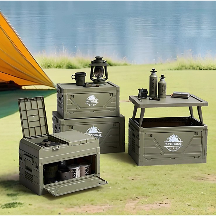 กล่องอเนคประสงค์ กล่องแคมป์ปิ้ง กล่องตั้งแคมป์  ความจุขนาดใหญ่ สะดวก  พับได้ นำโต๊ะมาด้วย 30-55L