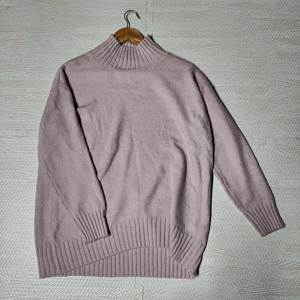 GU Souffle Yarn Sweater เสื้อไหมพรม คอปีน สีชมพู Size M หญิง มือ2