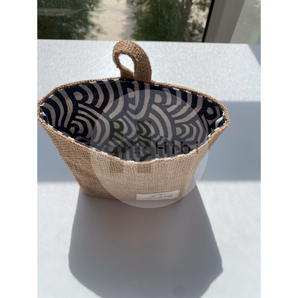 กระเป๋าผ้าตั้งโต๊ะ sleeping cat กล่องผ้าใส่ของอเนกประสงค์สไตล์ญี่ปุ่น มินิมอล เนื้อผ้าลินินธรรมชาติ พับเก็บได้ พกพาสะดวก - รูปที่ 2