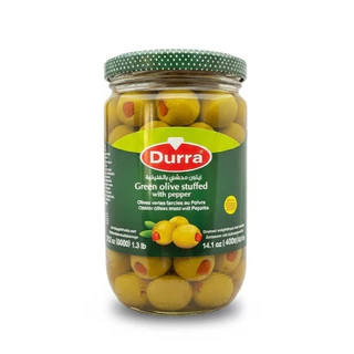 Durra Stuffed Olives with Pepper 600g มะกอกเขียวสอดไส้พริก มะกอกดอง เนื้อแน่น ตัดเลี่ยน