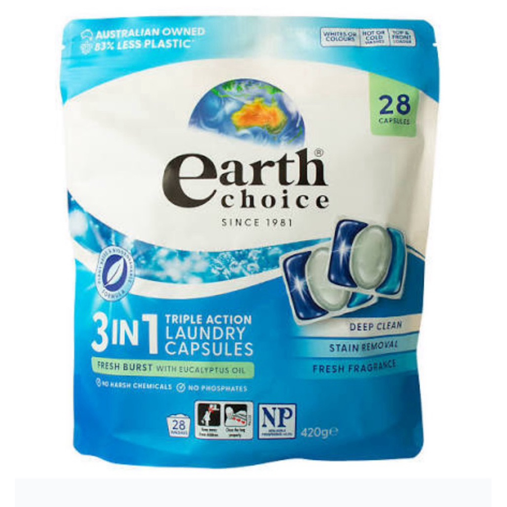 Earth choice 3in1 laundry capsule 🇦🇺 แคปซูลซักผ้า ทรีอินวัน จากออสเตรเลีย