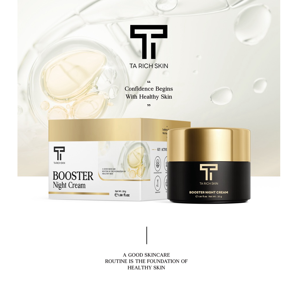 New ไนท์ครีมธาริชสกิน- Booster Night Cream หน้าขาวใส ลดรอยสิว ผิวฟู ออร่า บูสเตอร์ไนท์ครีม ธาริชสกิน ลดสิว ครีมผิวหน้า