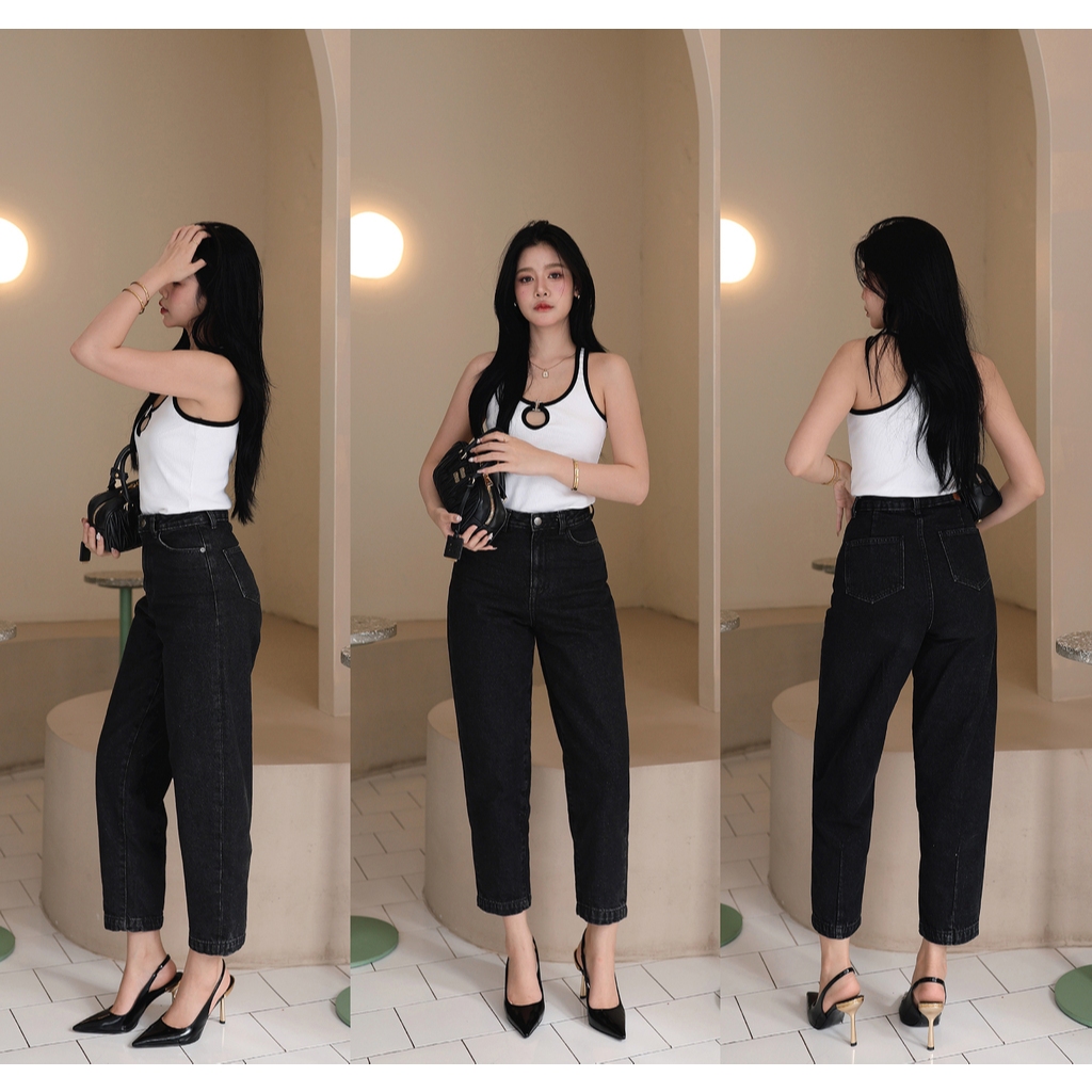 N7082 MOM LOOSE-FIT JEANS (Dark Charcoal)