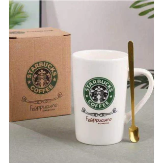 แก้วกาแฟเซนามิก Starbucksdkca พร้อมช้อนทอง เหมาเป็นของขวัญหรือของที่ระลึกช่วงเทศกาล