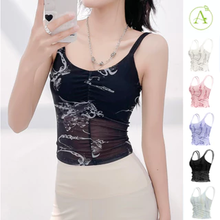 ArayaLady รุ่น AB-JYMB062 เสื้อบราโยคะ สายเดี่ยวฟิตเนส มีฟองน้ำ เสื้อสายเดี่ยวออกกำลังกายลายดอก แฟชั่นกีฬา