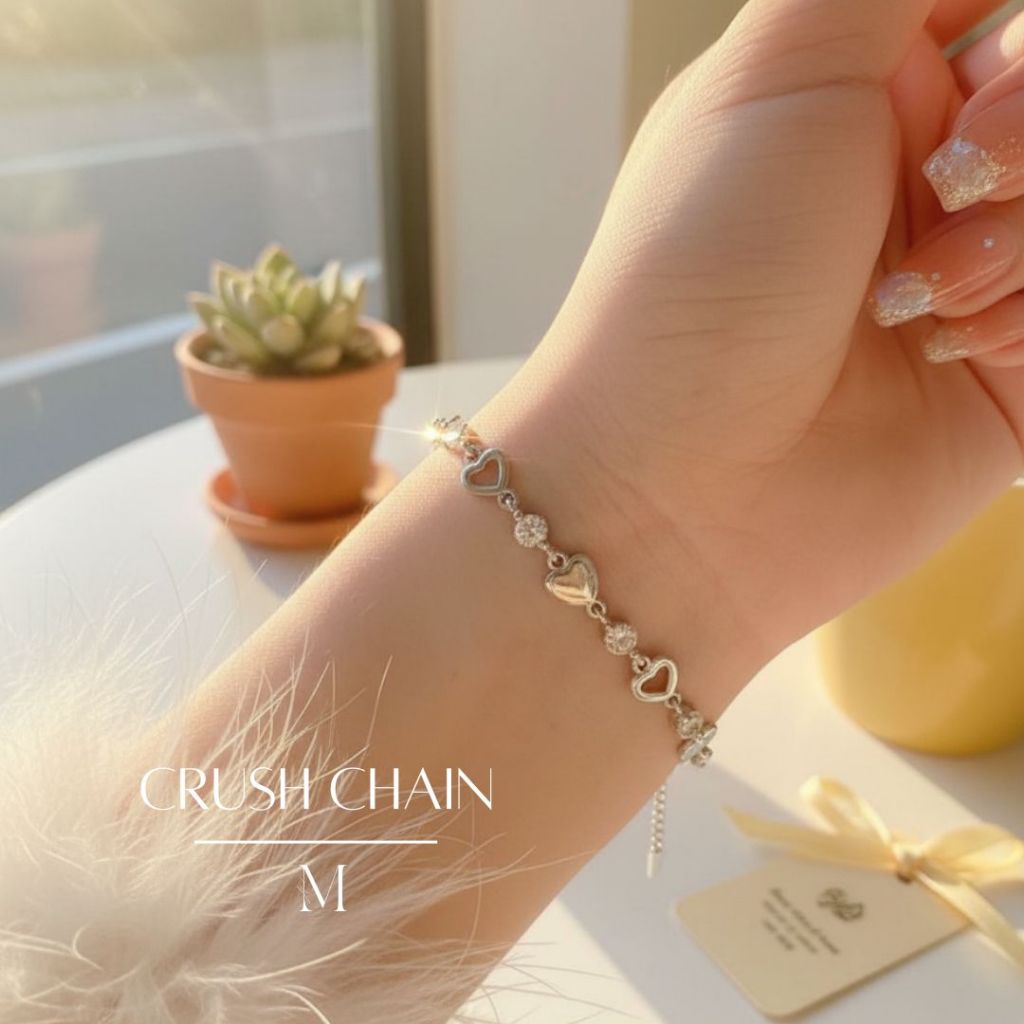 MIND สร้อยข้อมือเงินแท้ 925 Crush Chain กำไลเสริมโชค สร้อยข้อมือแห่งความรัก สำหรับผู้หญิง Valentine ของขวัญ