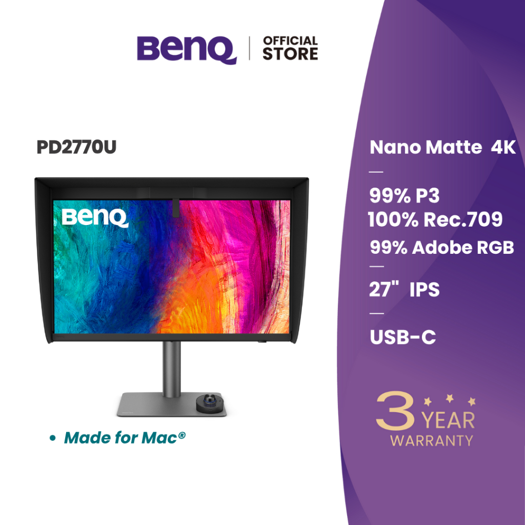 BenQ PD2770U 27นิ้ว 4K Color Management Monitor for Graphic & Video Editing (กราฟิกและตัดต่อวีดิโอ)
