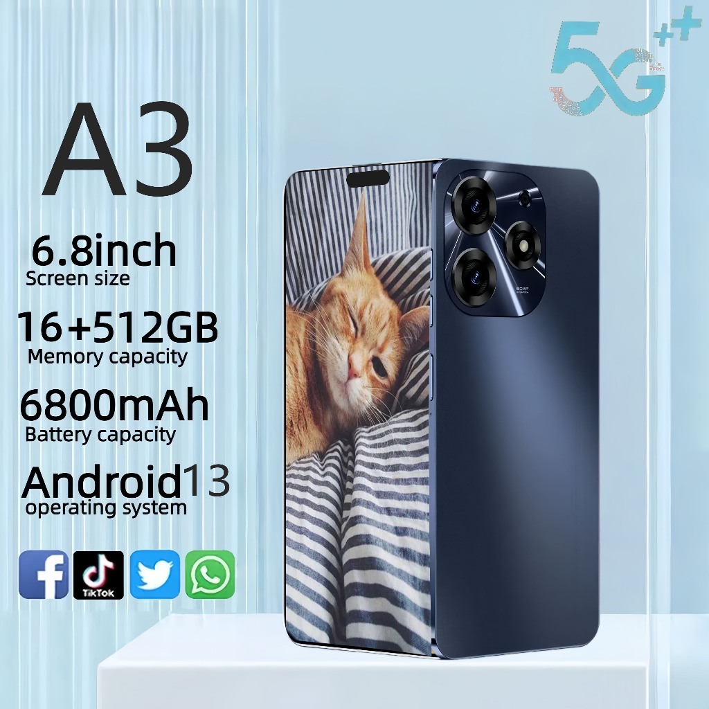 A3 โทรศัพท์มือถือ 5G 6.8hd + 2 ซิม 16 + 512GB สมาร์ทโฟน Android 12.0 รับประกันหนึ่งปี COD
