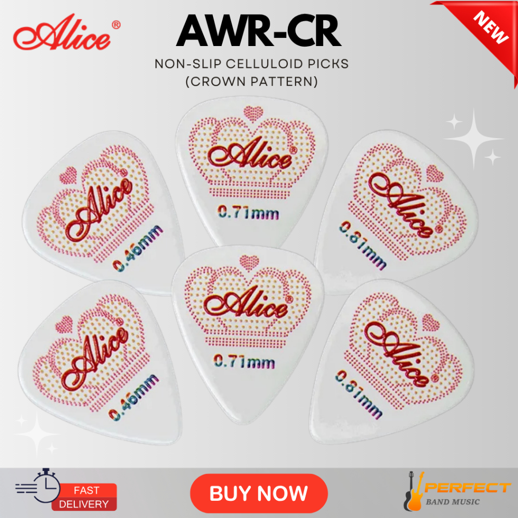ปิ๊กกีตาร์ Alice AWR-CR NON-SLIP CELLULOID PICKS CROWN PATTERN ราคาชิ้นละ
