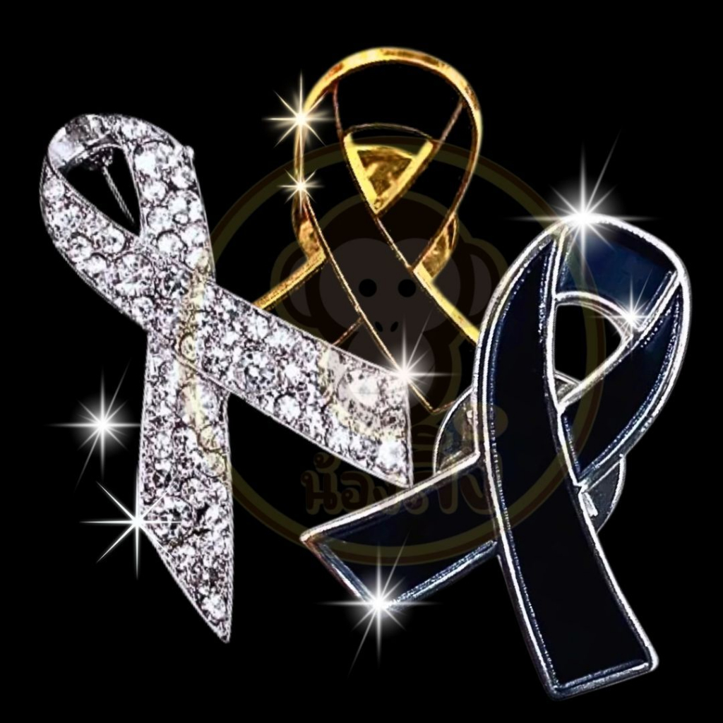 เข็มกลัดริบบิ้น รูปโบว์ เข็มกลัดติดเสื้อไว้อาลัย โบว์ขาวดำ โบว์ไว้ทุกข์ พร้อมส่ง - รูปที่ 5