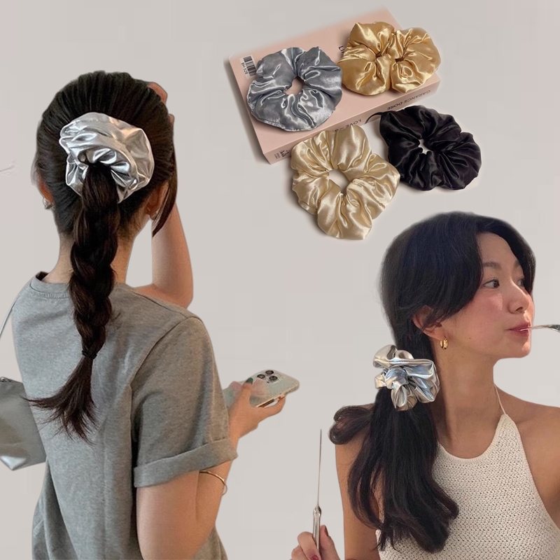ยางมัดผมผู้หญิง แฟชั่นสำหรับผู้หญิง สไตล์เกาหลี ผ้าซาติน ขนาดใหญ่ ยางมัดผมนุ่มลื่น พร้อมจัดส่งที่ไทย