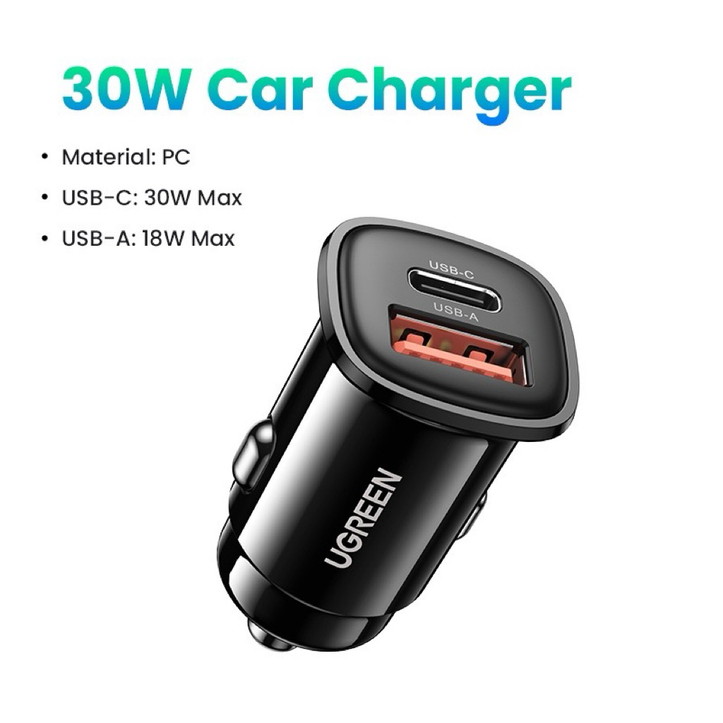 ส่งต่อ Ugreen ที่ชาร์จกล้องติดรถยนต์ USB & Type C 30W