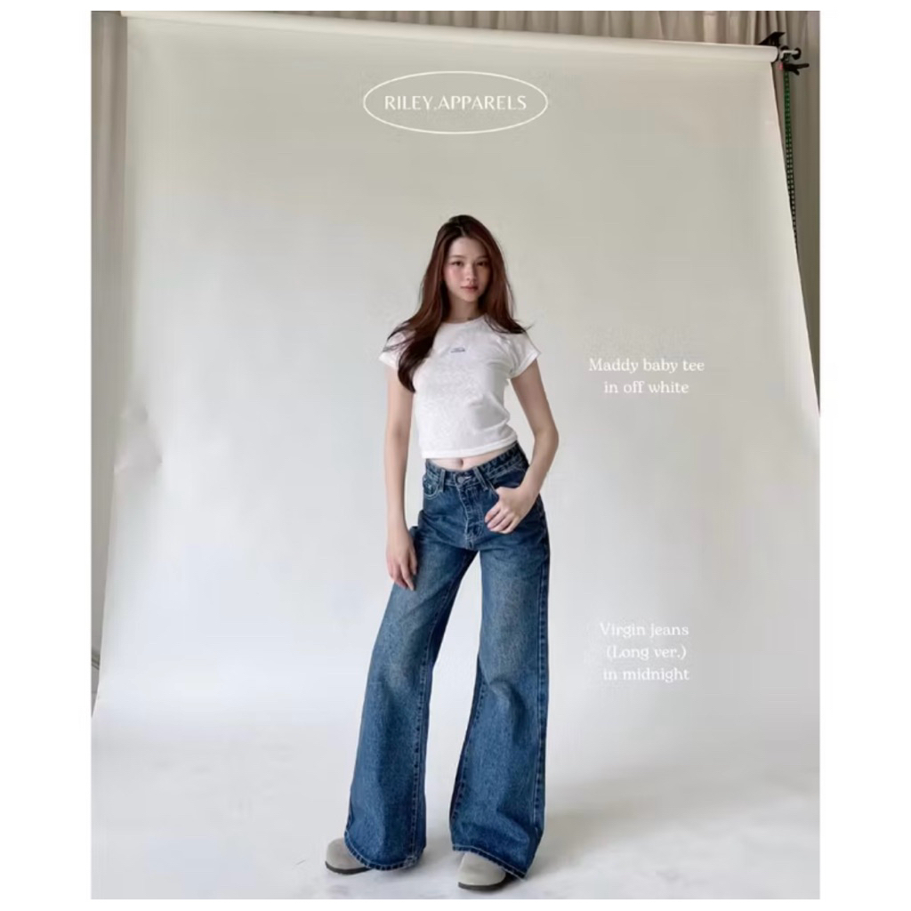 Riley.apparels - Virgin Jeans กางเกงยีนส์ ทรงกระบอกกลางปลายขาม้า มือ2 ไซส์XL