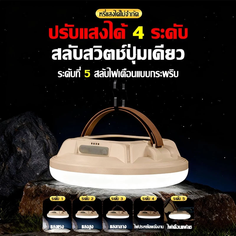 ไฟแคมป์ปิ้ง LED พกพา แบตเตอรี่ 20000mAh กันน้ำ IP66 thumbnail 5