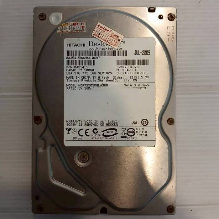 HDD Hitachi รุ่น Deskstar P7K500 JUL2009