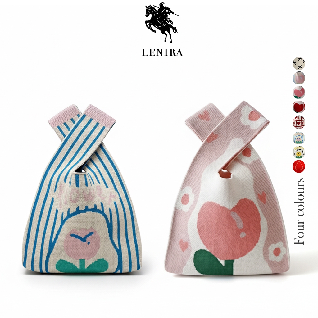 Lenira(B2287) กระเป๋าถือผ้าไหมพรม มีหลายลายน่ารัก