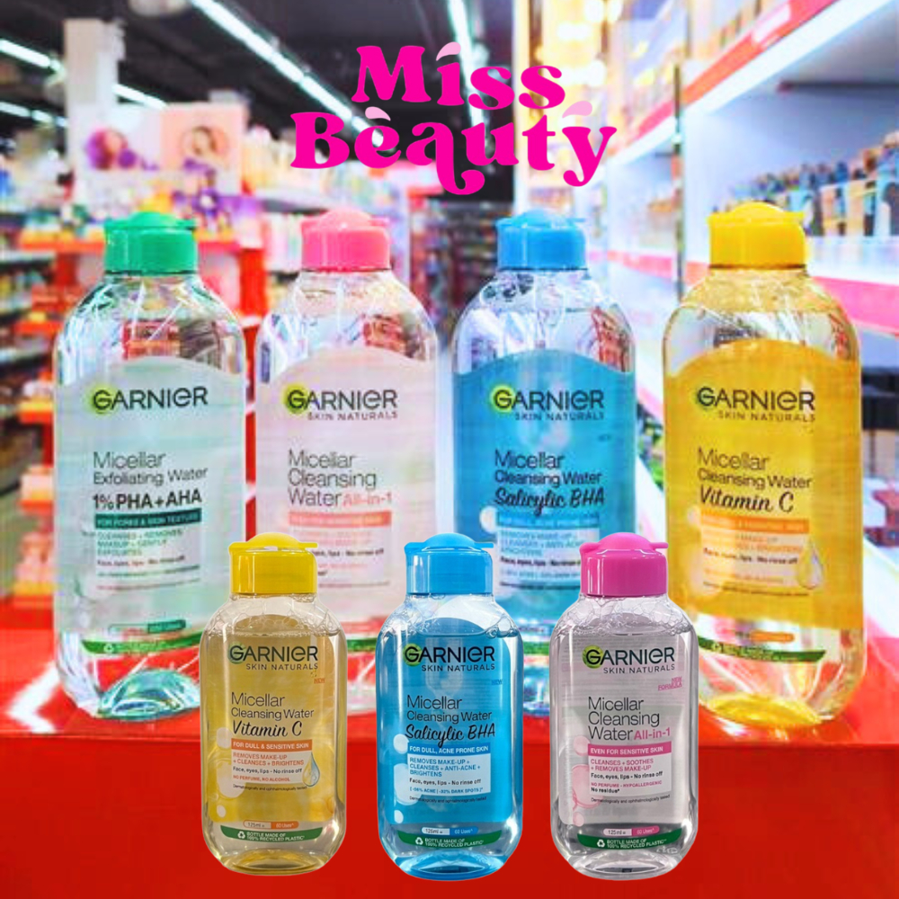 ล้างเครื่องสำอาง การ์นิเย่ ไมเซล่า คลีนซิ่ง วอเตอร์ Garnier Micellar Cleansing Water 50/125/400 มล.